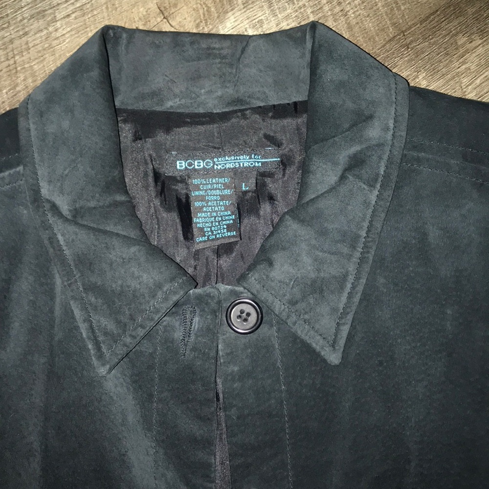 BCBG Suede/Leather Lined Shirt Jacket